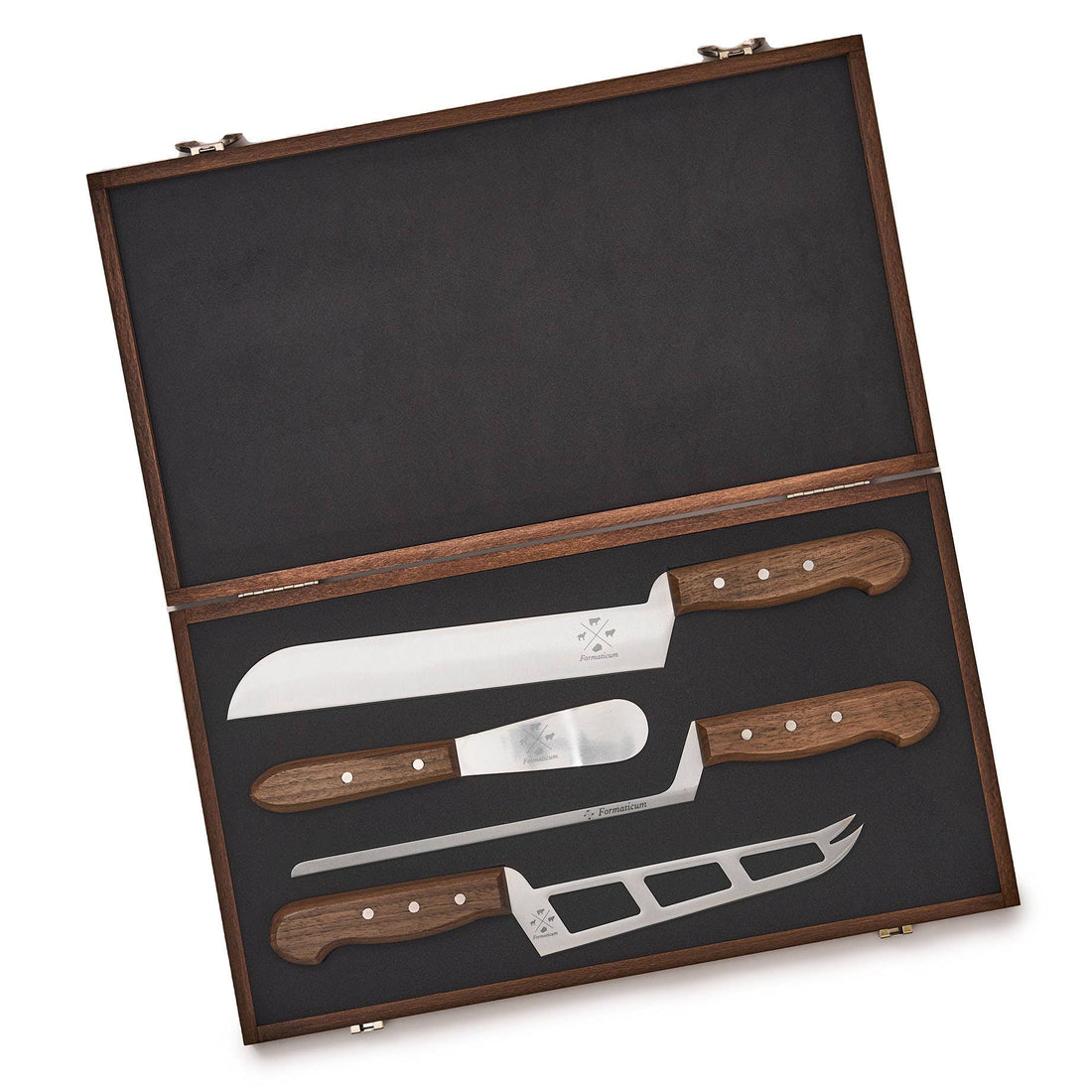 Professional 4 Knife Set - Soft Knife w/ Forklet - Walnut Handles