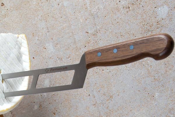 Professional Soft Cheese Knife w/ Forklet - Olive Wood Handle