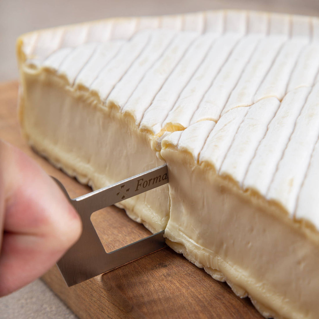Professional Soft Cheese Knife w/ Forklet - Olive Wood Handle