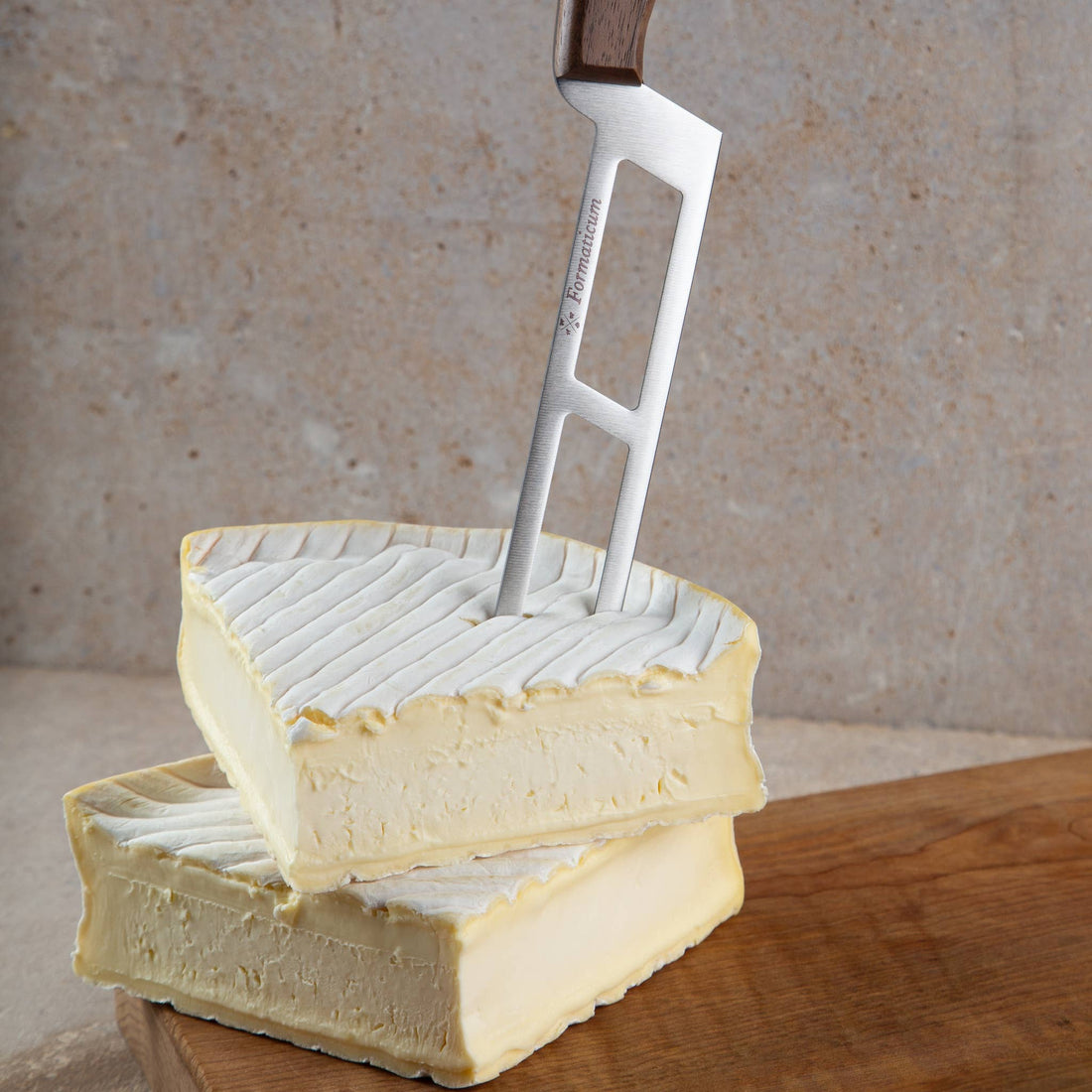 Professional Soft Cheese Knife w/ Forklet - Olive Wood Handle