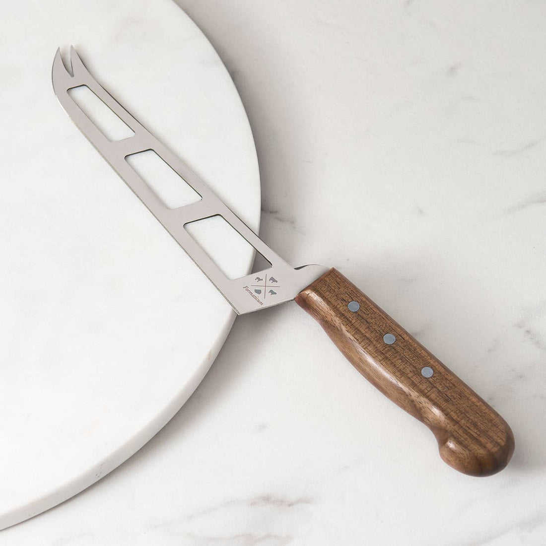 Professional Soft Cheese Knife w/ Forklet - Olive Wood Handle